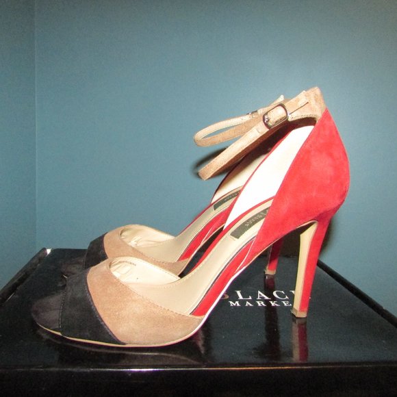 WHBM Suede Colorblock Heels - Picture 7 of 12
